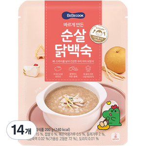 베베쿡 바르게 만든 순살 닭백숙, 200g, 14개