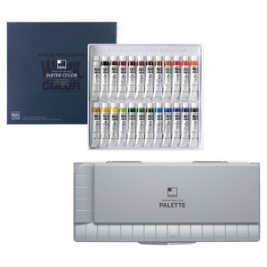 신한화구 전문가 수채화 물감 24p + 수채화 42칸 팔레트, 7.5ml