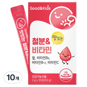 굿앤키즈 유아용 맛있는 철분비타민 딸기맛 30p, 60g, 10개