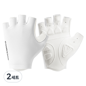 락브로스 충격흡수패드 미끄럼방지 자전거 스포츠 반장갑 양손착용 세트 S360, 화이트, 2세트