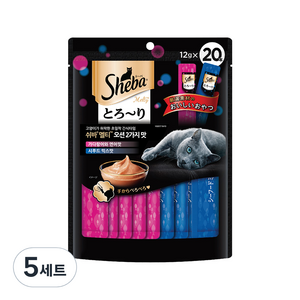 쉬바 고양이 멜티 파우치 간식 20p, 혼합맛(가다랑어/연어/시푸드믹스), 240g, 5세트 골드박스 특가