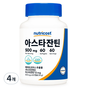 뉴트리코스트 아스타잔틴 12MG 소프트젤 30g, 4개, 60정