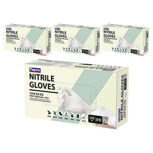 테이팩스 니트릴장갑 100p, 화이트, 중(M), 4개