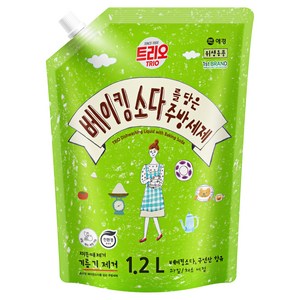 트리오 베이킹소다를 담은 주방세제 라임향 리필, 1.2L, 1개