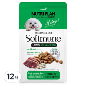 동원뉴트리플랜 전연령 강아지 소프트뮨 사료, 12개, 1.2kg, 오리