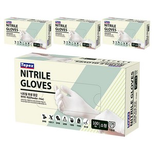 테이팩스 니트릴장갑 100p, 화이트, 소(S), 4개