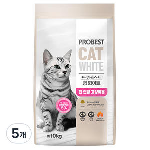 프로베스트 전연령 캣 화이트 건식사료, 오리, 10kg, 5개
