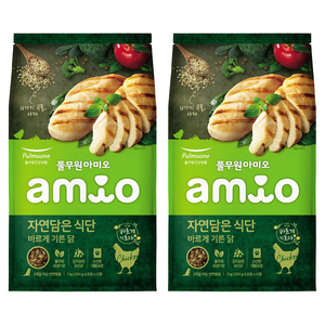 풀무원아미오 전연령 강아지 자연담은 식단 건식사료, 닭, 1kg, 2개