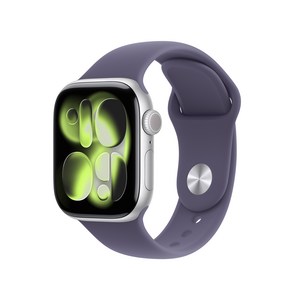 Apple 2025 애플워치 시리즈 11, 실버, 42mm, GPS+Cellular, 알루미늄,실버/퍼플 포그 스포츠 밴드, S/M