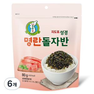지도표성경 성경김 명란돌자반, 80g, 6개
