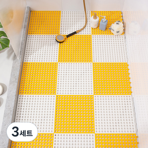메이크마인 다용도 미끄럼방지 매트 2종 15p 세트, 화이트 + 옐로우, 3세트