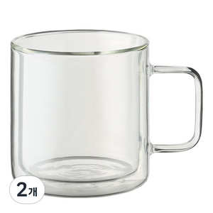 몬즈 더블 월 컬러 이중 내열 유리 머그컵 380ml, 클리어, 2개