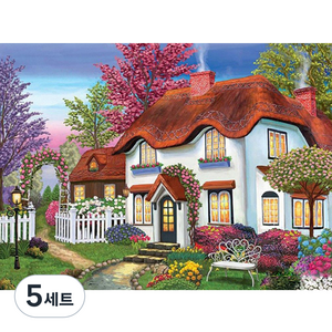 알로데 화려한 하우스 포근한 그림 보석십자수 DIY 키트 세트 라운드 30 x 40 cm, NO 10(랜덤발송), 5세트