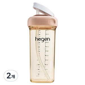 헤겐 유아용 V3 PPSU 빨대컵, 330ml, 2개, 핑크