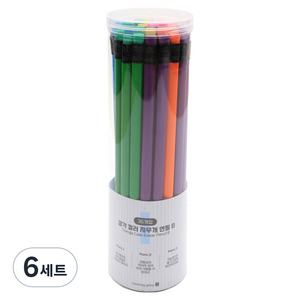 모닝글로리 삼각 컬러 지우개 연필 B 36p 세트, 6세트, 혼합색상