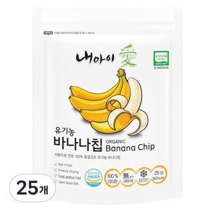 내아이애 동결건조 과일 유기농 바나나칩, 25g, 25개
