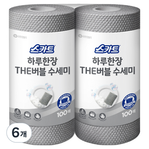 스카트 하루한장 THE 버블 수세미, 그레이, 100개입, 6개