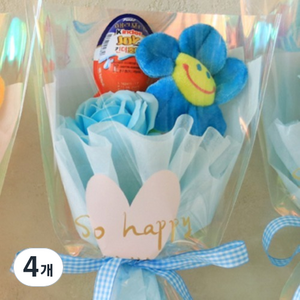 센트바스켓 비누꽃 스마일 킨더조이 꽃다발, 블루(꽃다발), 랜덤 발송(킨더조이), 4개