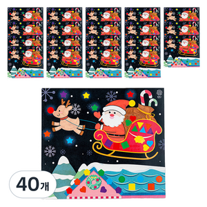 민화샵 크리스마스 종이 도형 스티커 꾸미기 S240058C, 산타와 루돌프, 40개