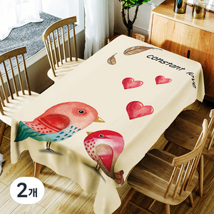 스토어33 일러스트 디자인 방수 식탁보, F, 140 x 140 cm, 2개