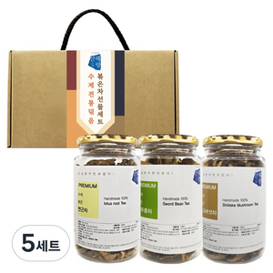 산해랑 프리미엄 수제 전통 3종차 선물세트, 5세트, 연근차 + 작두콩차 + 표고버섯차