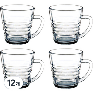 글라스락 국산 내열강화유리 믹스커피컵 220ml, 투명, 12개