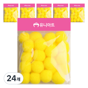 유니아트 1000 퐁퐁 25mm, 노랑, 24개