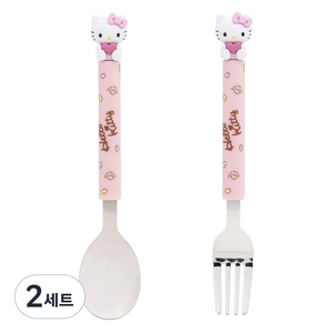 릴팡 산리오 마스코트 크레용 스푼 포크 세트 HK8833, 헬로키티, 스푼 + 포크, 2세트