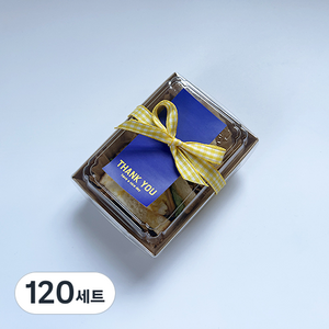 티나피크닉 미니크라프트 일회용기 + 스티커 블루 + 노랑리본 세트, 120세트, 도시락용기(20p) + 스티커노랑(20p) + 블루리본(20p)