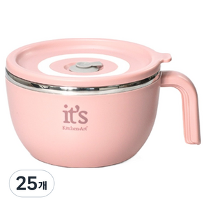 키친아트 라팔 스텐 핸들 라면기, 핑크, 25개