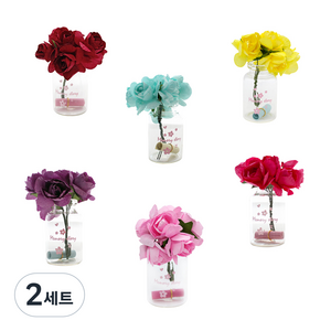 빅드림 유리병 꽃다발 편지지 기념일 플라워 6종 x 2p 세트, 옐로우, 퍼플, 블루, 핑크, 레드, 핫핑크, 2세트