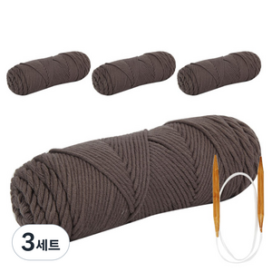 체스코튼목도리DIY 코튼롤 + 고급흑대바늘4.5mm, 3세트, 30 밀크코코아