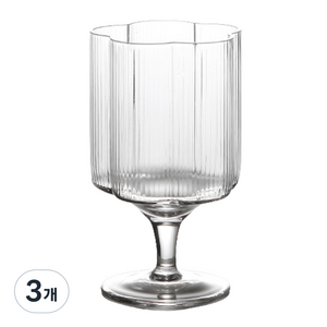 세븐키친 샤이닝플라워 내열글라스컵 와인잔, 220ml, 3개