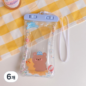 소니오 큐티 프렌즈 터치 휴대폰 방수팩 21 x 10.5 cm, 05 썸머 베어, 6개