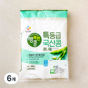 행복한콩 무농약 인증 국내산 콩나물, 340g, 6개