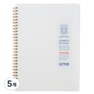OXFORD 밀크 PP 방안 좌철 스프링노트 Letter 80p, 혼합색상, 5개