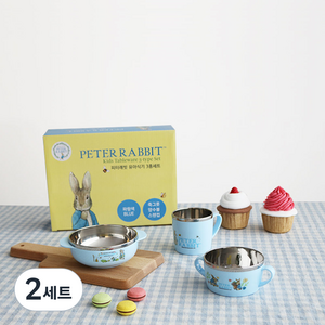 피터래빗 유아 안전 스텐 3종 식기세트, 3602블루, 양수볼 + 스텐공기 + 스텐컵, 2세트