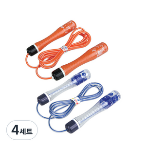 김수열줄넘기 어린이 캐릭터 줄넘기 2종 세트, 짱구(오렌지) + 도라에몽(블루), 4세트