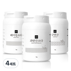 가성비가브랜드다 베이킹소다 1kg + 과탄산소다 1kg + 구연산 1kg 세제 세트, 4세트