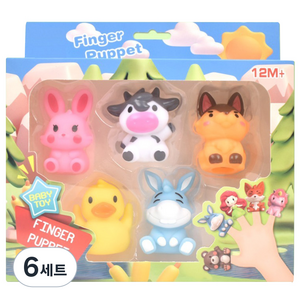 오즈토이 러버 손가락 인형 목욕놀이 SQ22002-6 동물B, 5개, 6세트