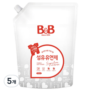 비앤비 섬유유연제 베르가못 자몽향 리필형, 1.5L, 5개
