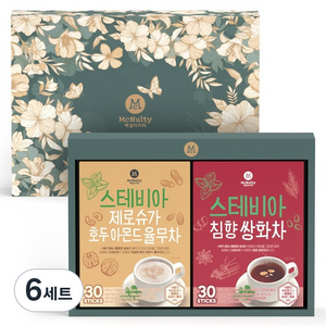 맥널티커피 스테비아 전통차 선물세트, 6세트, 율무차 30p + 쌍화차 30p