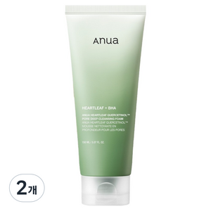 아누아 어성초 쿼세티놀 피지 모공 딥 클렌징 폼, 150ml, 2개