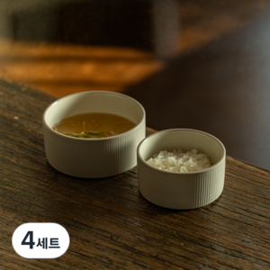 윤도자기 차곡 공기대접 2종 세트, 아이보리, 4세트, 밥공기 + 국대접