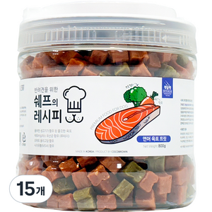 펫슐랭 강아지 쉐프의 레시피 트릿, 연어육포, 800g, 15개