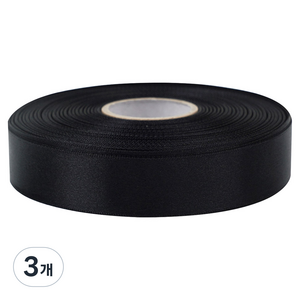 moong9 프리미엄 유광 단면 공단 리본 25mm, 10 검정, 3개, 45m