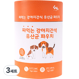 씨엔앨 라이프 짜먹는 강아지 간식 유산균 파우치 2종 세트, 혼합맛(소고기/연어), 900g, 3세트