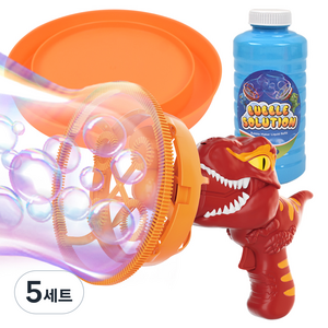 오즈토이 듀얼 버블건 이중 비눗방울 머신 세트, 공룡 빨강, 5세트