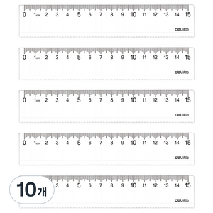 델리 안티브레이크 눈금자 20cm, 투명, 10개