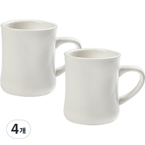 시라쿠스 오목 머그컵 400ml, 화이트, 4개